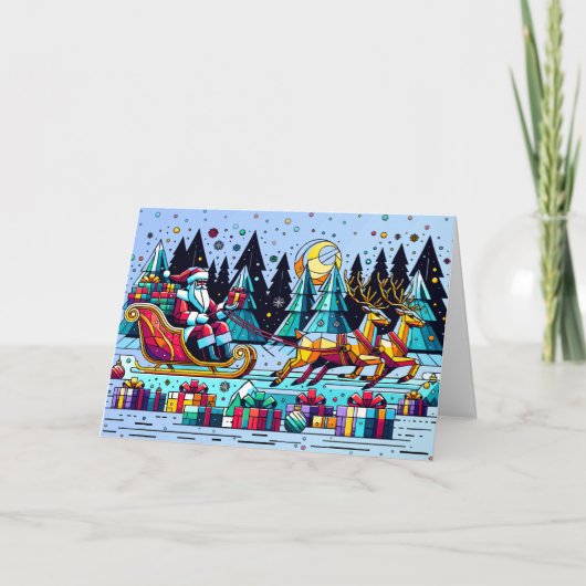 クリスマスプレゼントのあるサンタ カード (正面)