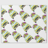 クリスマスプレゼントのある黄色の車 ラッピングペーパー (フラット)
