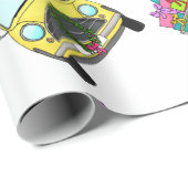 クリスマスプレゼントのある黄色の車 ラッピングペーパー (ロールコーナー)