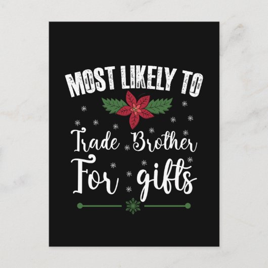 クリスマスプレゼントのために兄と交換する可能性が最も高い ポストカード (正面)
