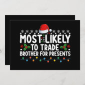 クリスマスプレゼントのために兄弟を最もありそうに交換する 招待状 (正面/裏面)