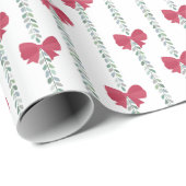 クリスマスプレゼントのための赤い弓とガーランドパターン ラッピングペーパー (ロールコーナー)