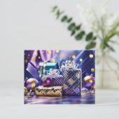 クリスマスプレゼントのはがき ポストカード (スタンド正面)