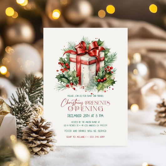 クリスマスプレゼントのオープニングパーティー 招待状