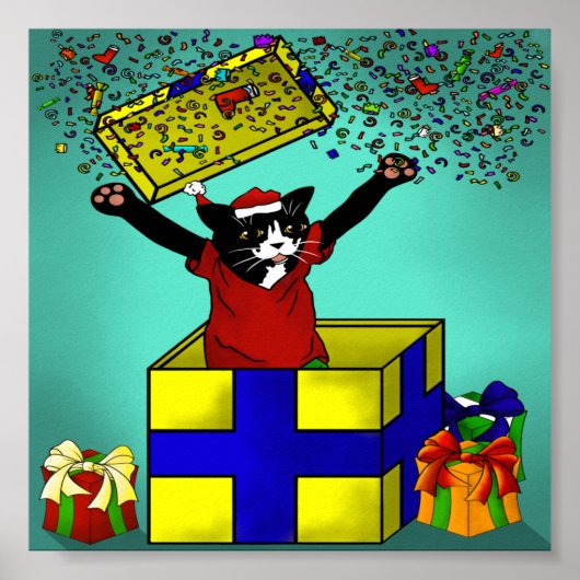 クリスマスプレゼントのサプライズキャット ポスター (正面)