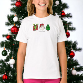 クリスマスプレゼントのサンタツリー Tシャツ