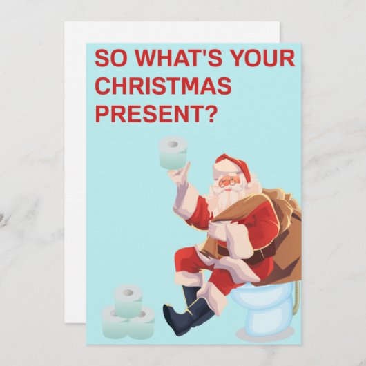 クリスマスプレゼントのサンタトイレ紙 シーズンカード (正面/裏面)
