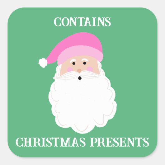 クリスマスプレゼントのステッカーを含む スクエアシール (正面)