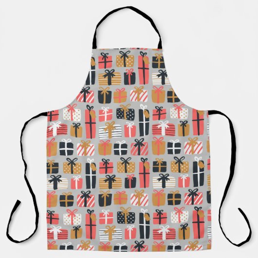 クリスマスプレゼントのパターン エプロン (正面)