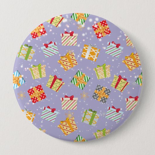 クリスマスプレゼントのパターン 缶バッジ (正面)