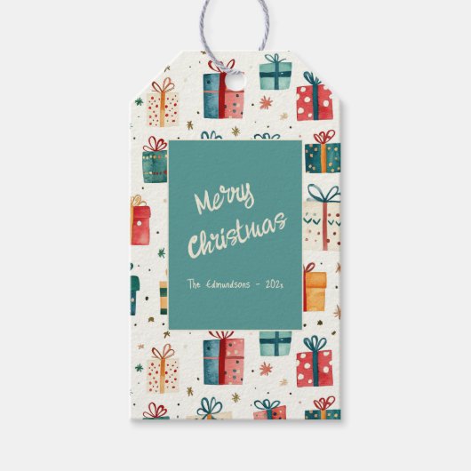 クリスマスプレゼントのパッケージヴィンテージ ギフトタグ (正面)