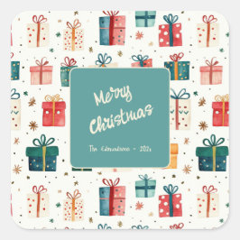 クリスマスプレゼントのパッケージヴィンテージ スクエアシール