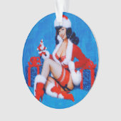クリスマスプレゼントのピンアップガール オーナメント (正面)