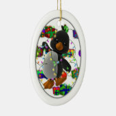 クリスマスプレゼントのペンギン セラミックオーナメント (右)