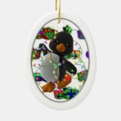 クリスマスプレゼントのペンギン セラミックオーナメント (裏面)