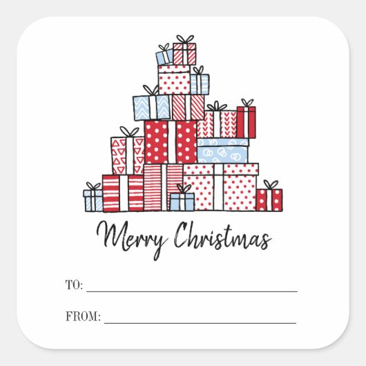 クリスマスプレゼントのホリデーシール スクエアシール (正面)