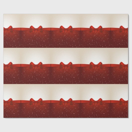 クリスマスプレゼントのラップ/赤いリボンと弓 ラッピングペーパー (フラット)