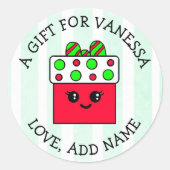 クリスマスプレゼントのラベルパーソナライズされたの宛先および宛先 ラウンドシール (正面)