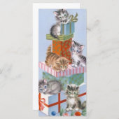 クリスマスプレゼントのヴィンテージのクリスマスの子猫 (正面/裏面)
