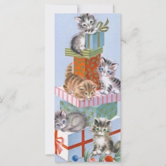 クリスマスプレゼントのヴィンテージのクリスマスの子猫 (正面)