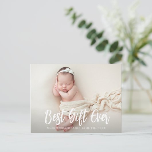 クリスマスプレゼントの休日の誕生発表カード ポストカード (スタンド正面)