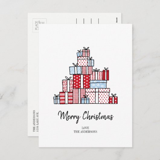 クリスマスプレゼントの休日はがき シーズンポストカード (正面/裏面)