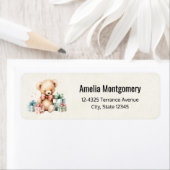 クリスマスプレゼントの住所が書かれた可愛いテディベア ラベル (インサイチュ)