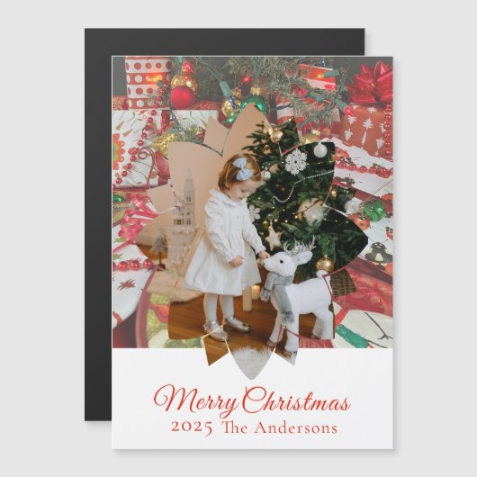 クリスマスプレゼントの写真 ホリデー マグネット (正面/裏面)