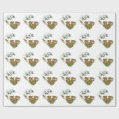 クリスマスプレゼントの包み/バンニーと鳥 ラッピングペーパー (フラット)