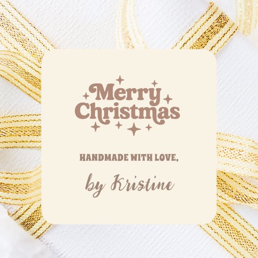 クリスマスプレゼントの包装で手作りのクリームモカ スクエアシール