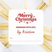 クリスマスプレゼントの包装によって作られた赤い白の手作り スクエアシール