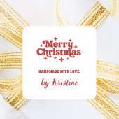 クリスマスプレゼントの包装によって作られた赤い白の手作り スクエアシール