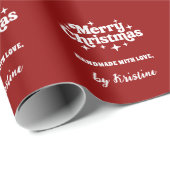 クリスマスプレゼントの包装によって赤い手作り ラッピングペーパー (ロールコーナー)