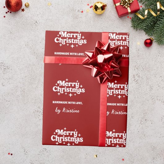 クリスマスプレゼントの包装によって赤い手作り ラッピングペーパー