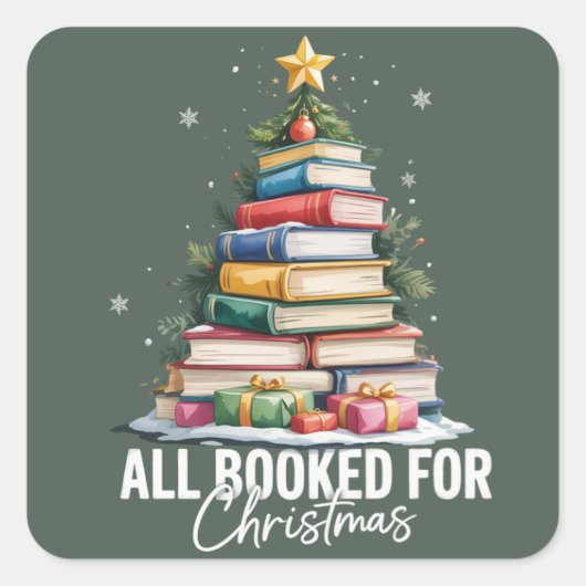 クリスマスプレゼントの司書と本の虫のための全てが予約済み スクエアシール (正面)