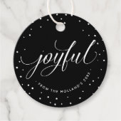 クリスマスプレゼントの喜びエレガントの書道ブラック フェイバータグ (正面)