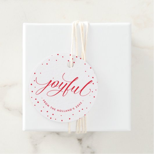 クリスマスプレゼントの喜びスタイリッシュの書道金ゴールド赤 フェイバータグ (インサイチュ)