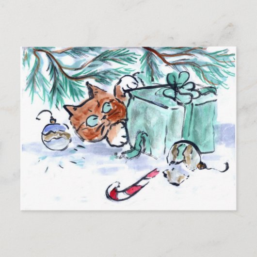 クリスマスプレゼントの寸断、何か。 シーズンポストカード (正面)