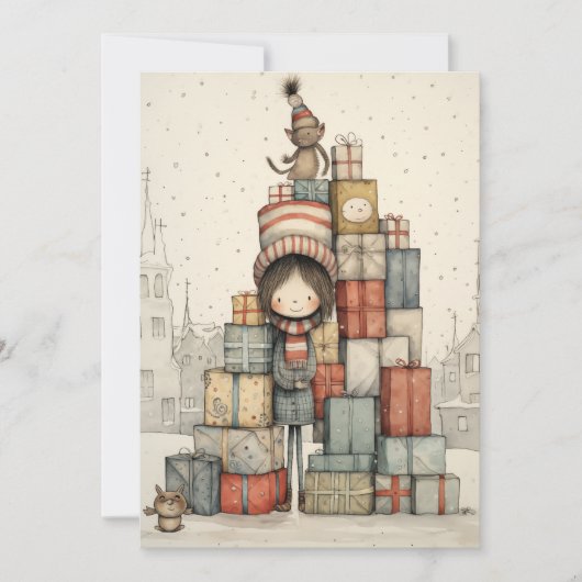 クリスマスプレゼントの山 シーズンカード (正面)