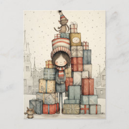 クリスマスプレゼントの山 シーズンポストカード