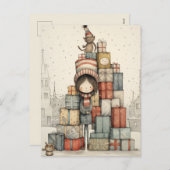 クリスマスプレゼントの山 シーズンポストカード (正面/裏面)