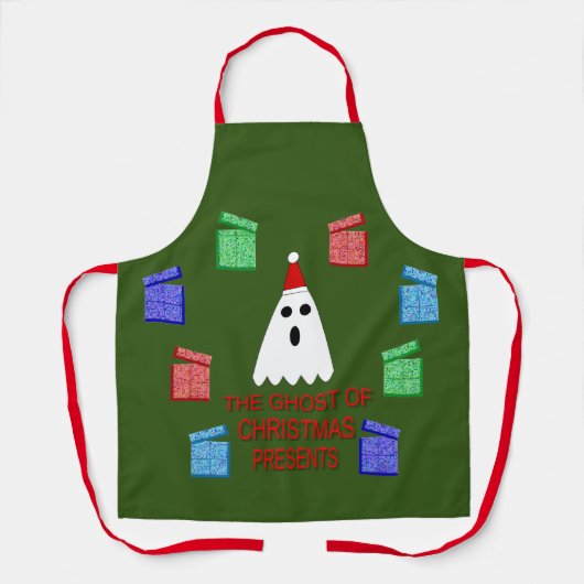 クリスマスプレゼントの幽霊 おもしろい エプロン (正面)