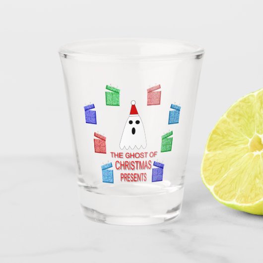 クリスマスプレゼントの幽霊 おもしろい ショットグラス (正面)