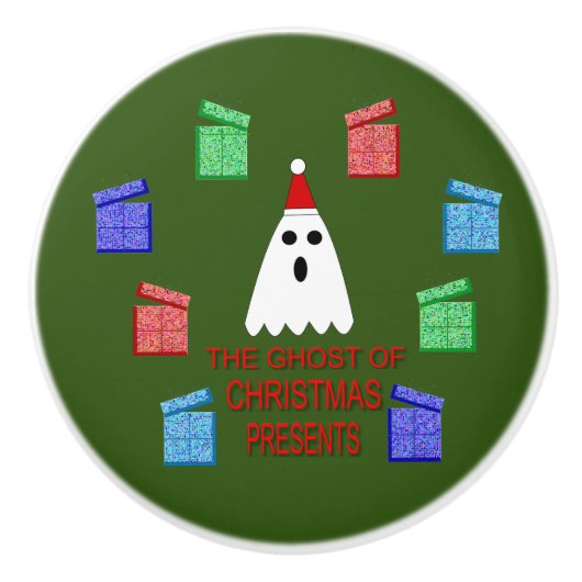 クリスマスプレゼントの幽霊 おもしろい セラミックノブ (正面)