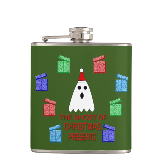 クリスマスプレゼントの幽霊 おもしろい フラスク (正面)