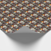 クリスマスプレゼントの暖炉を持つサモイドッグ ラッピングペーパー (角)