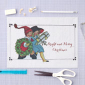 クリスマスプレゼントの氷を持つ子供 薄葉紙 (クラフト)