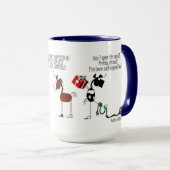 クリスマスプレゼントの漫画のマグを開けている馬 マグカップ (正面右)