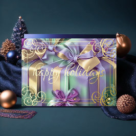 クリスマスプレゼントの絵 ラベンダー パープル ミント シーズンカード