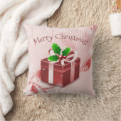 クリスマスプレゼントの赤いスロー枕 クッション (ブランケット)